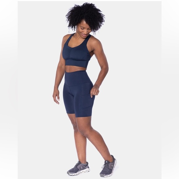 Handful High Five High Waisted Biker Shorts Size S In Night Swim Navy - Picture 11 of 11